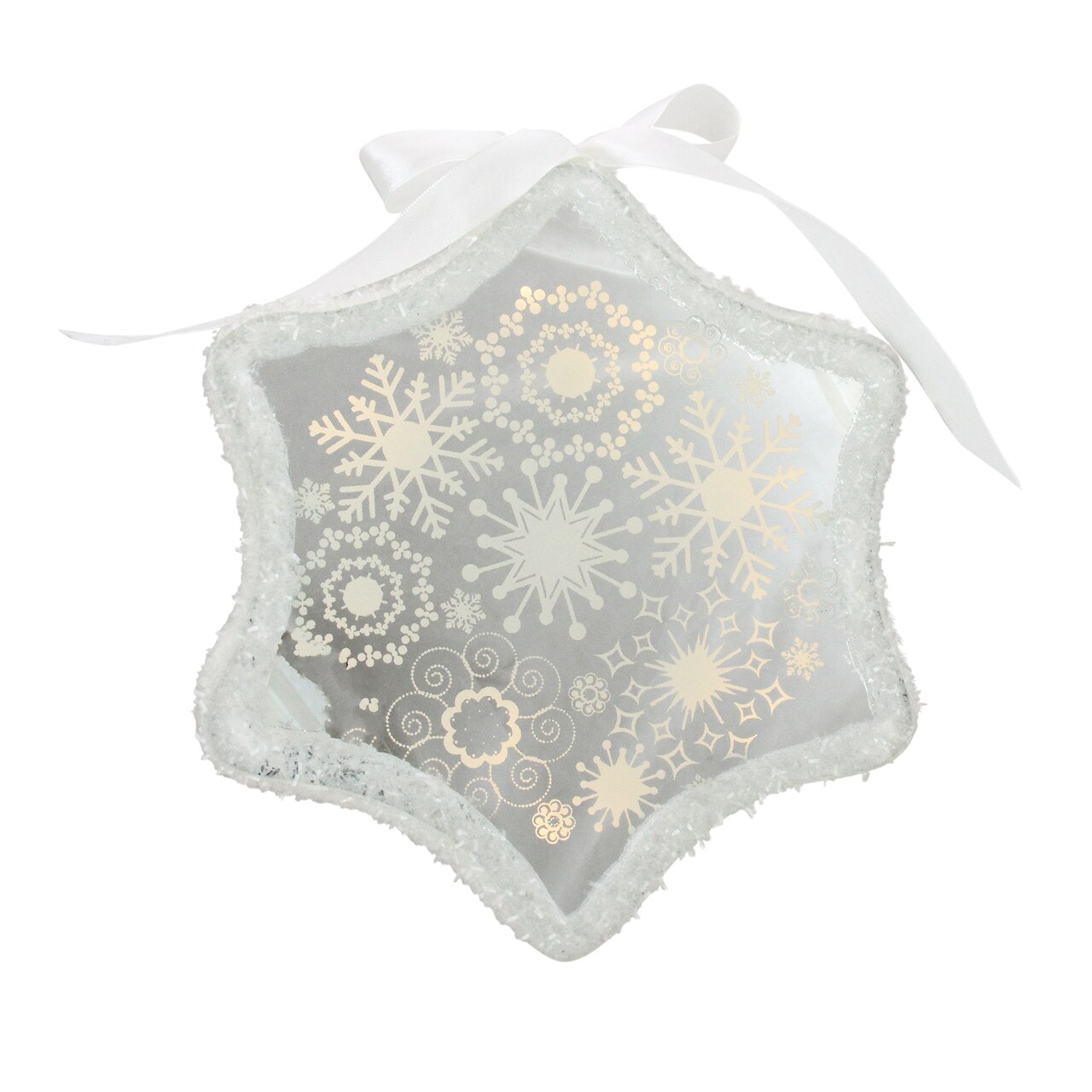 Northlight Pre-Lit LED Sparkle Snowflake Scene Christmas Ornament - 9" - White